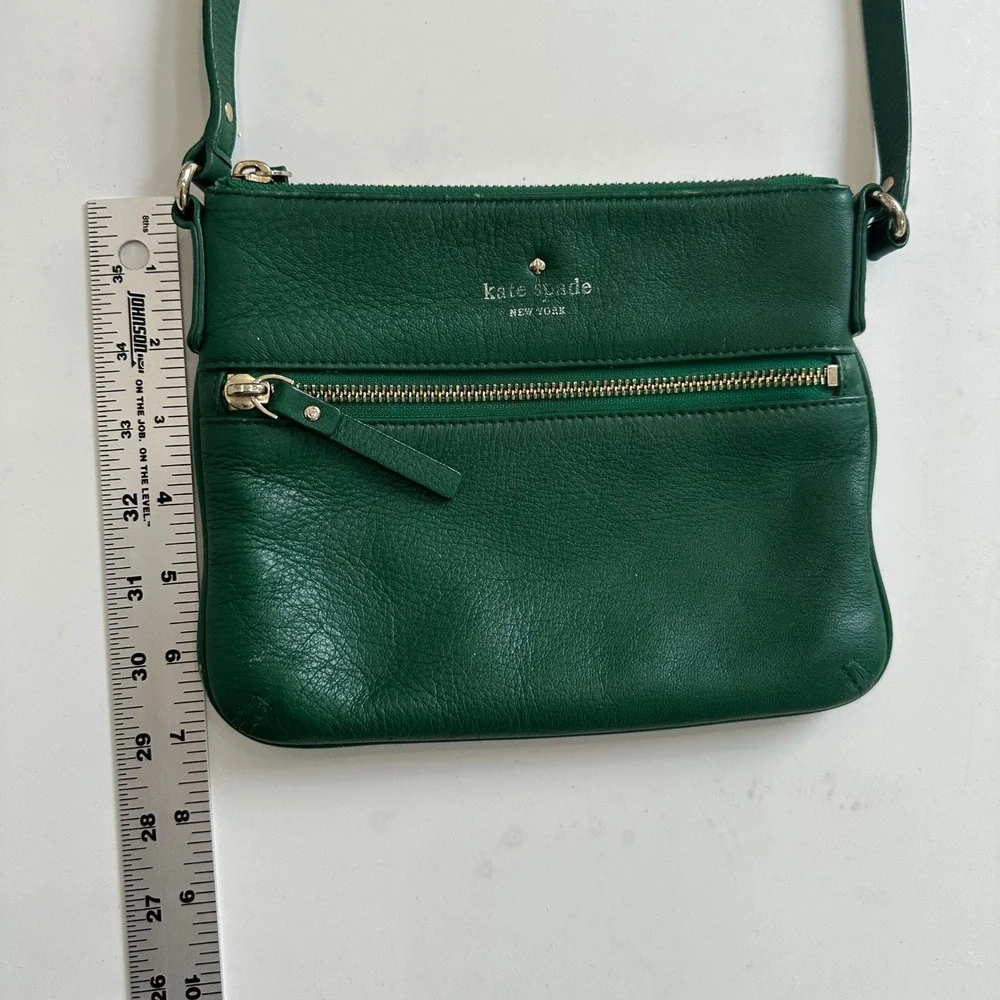 Kate Spade Crossbody Bag Women S Green Preppy Pebbled Leather Gold Zip Handbag